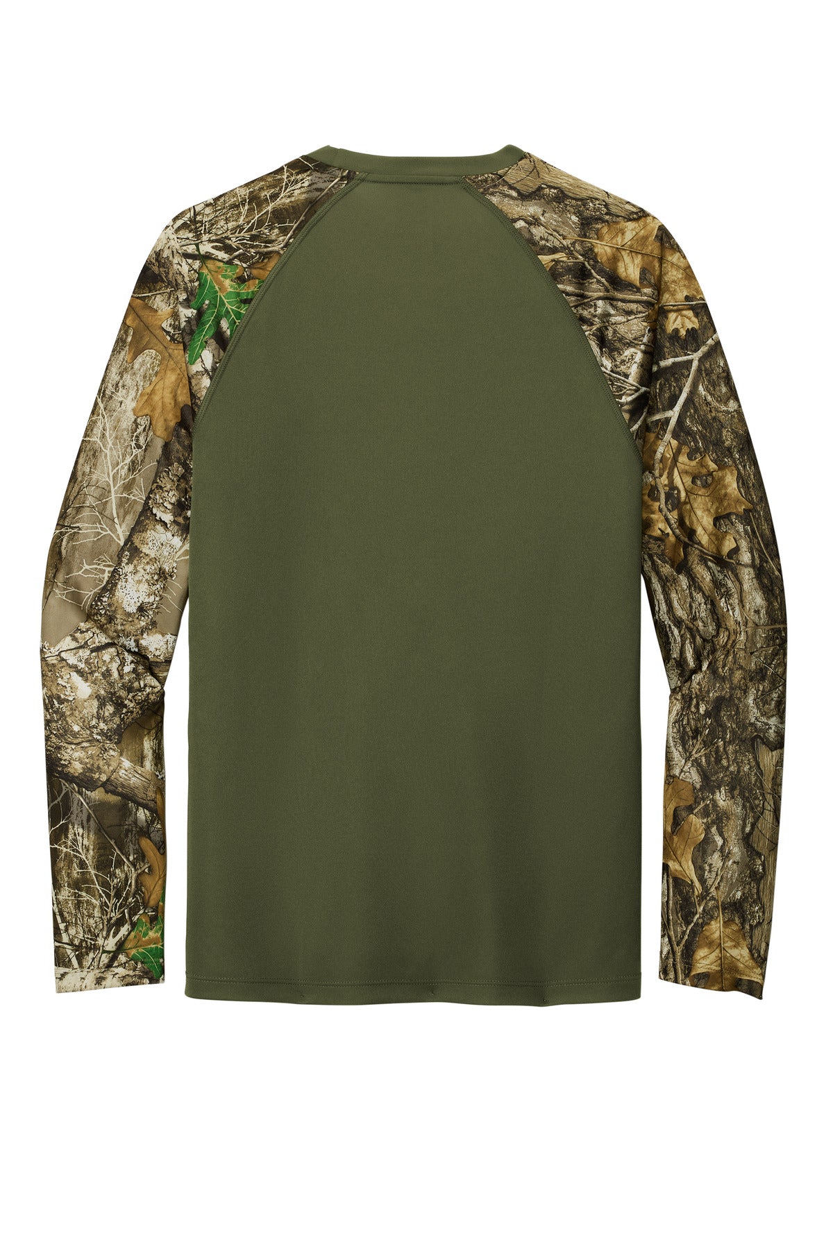 Russell Outdoors Realtree Colorblock Performance Long Sleeve Tee - Olive Drab Green/ Realtree Edge