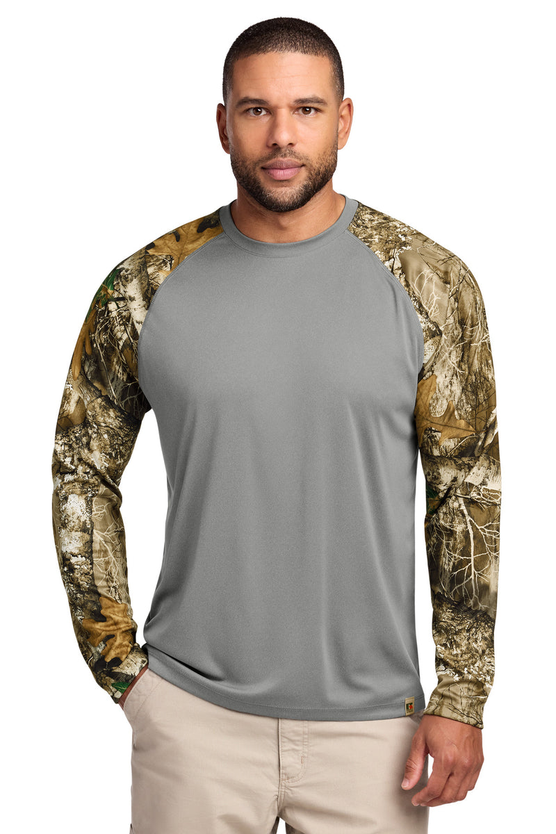 Russell Outdoors Realtree Colorblock Performance Long Sleeve Tee - Grey Concrete Heather/ Realtree Edge