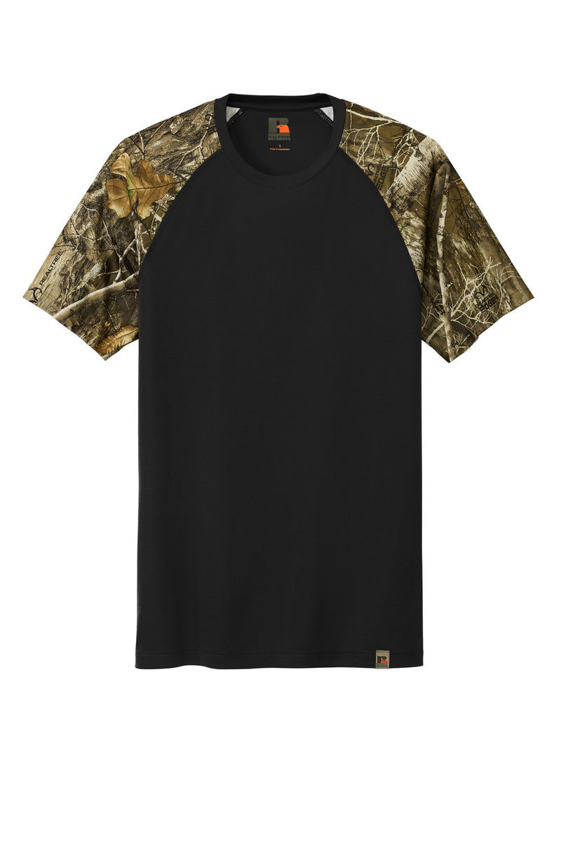 Russell Outdoors Realtree Colorblock Performance Tee - Black/ Realtree Edge