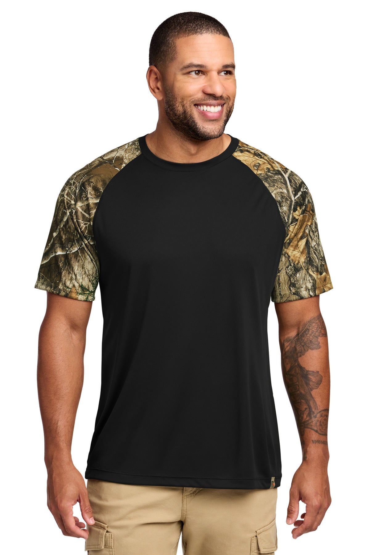 Russell Outdoors Realtree Colorblock Performance Tee - Black/ Realtree Edge