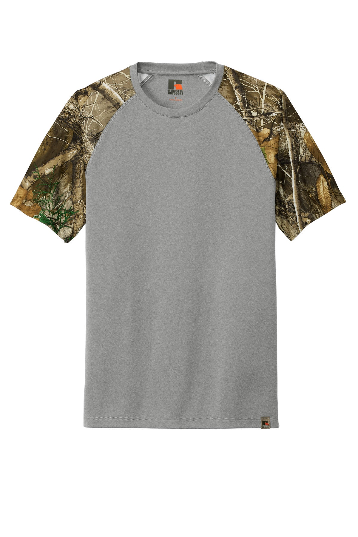 Russell Outdoors Realtree Colorblock Performance Tee - Grey Concrete Heather/ Realtree Edge