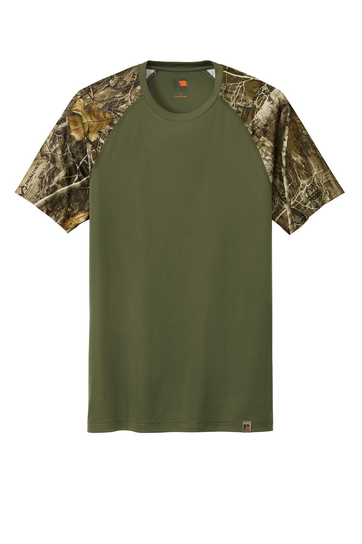 Russell Outdoors Realtree Colorblock Performance Tee - Olive Drab Green/ Realtree Edge