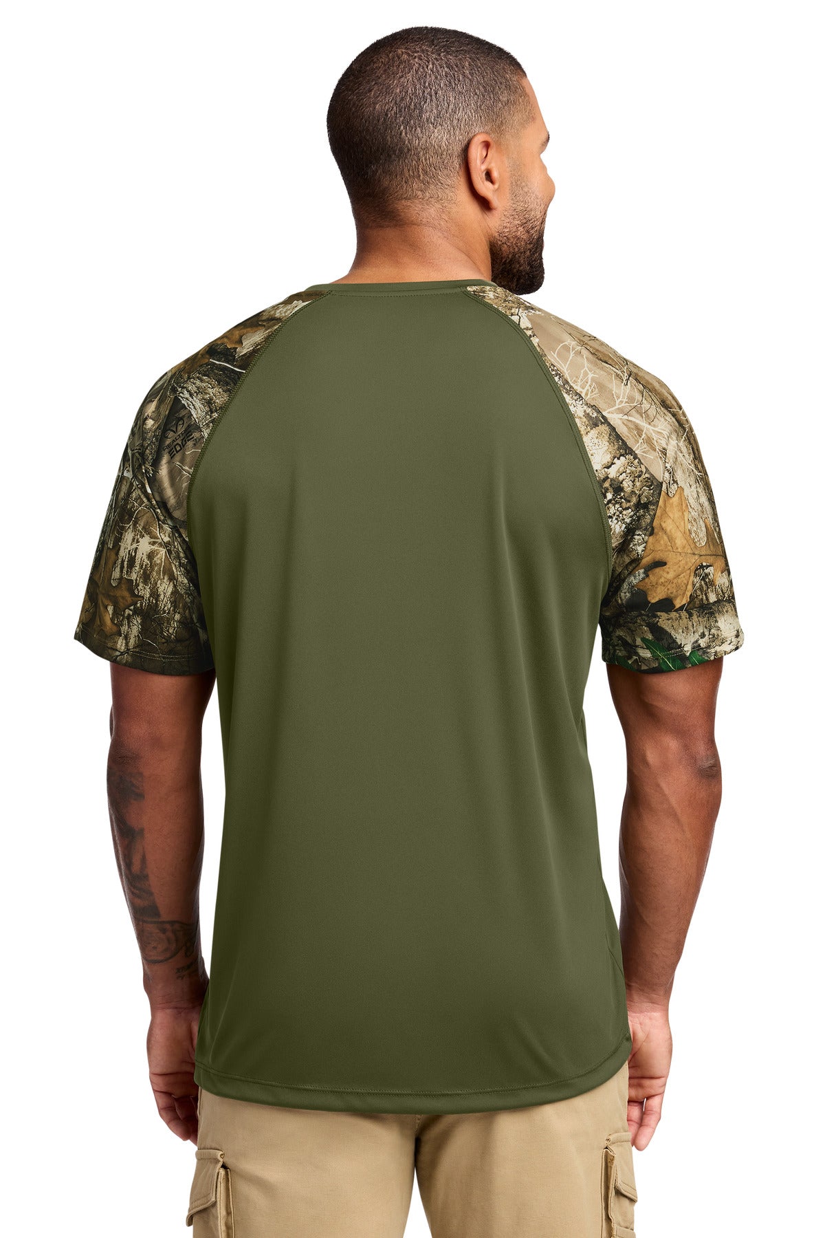 Russell Outdoors Realtree Colorblock Performance Tee - Olive Drab Green/ Realtree Edge
