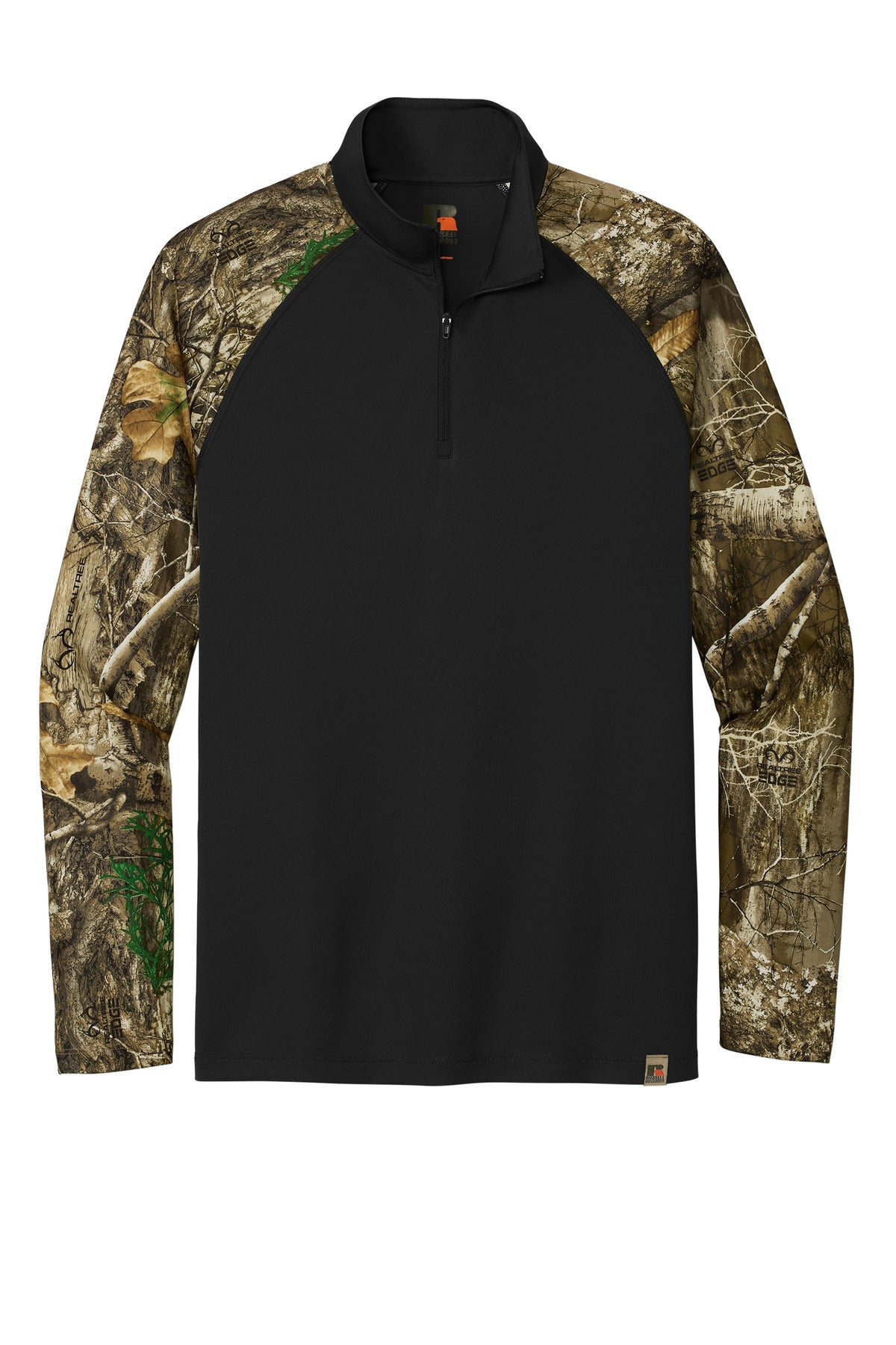 Russell Outdoors Realtree Colorblock Performance 1/4-Zip - Black/ Realtree Edge