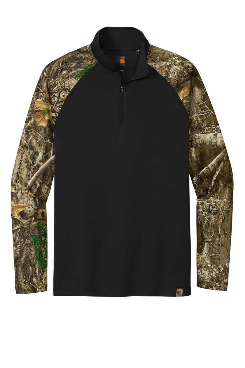 Russell Outdoors Realtree Colorblock Performance 1/4-Zip - Black/ Realtree Edge