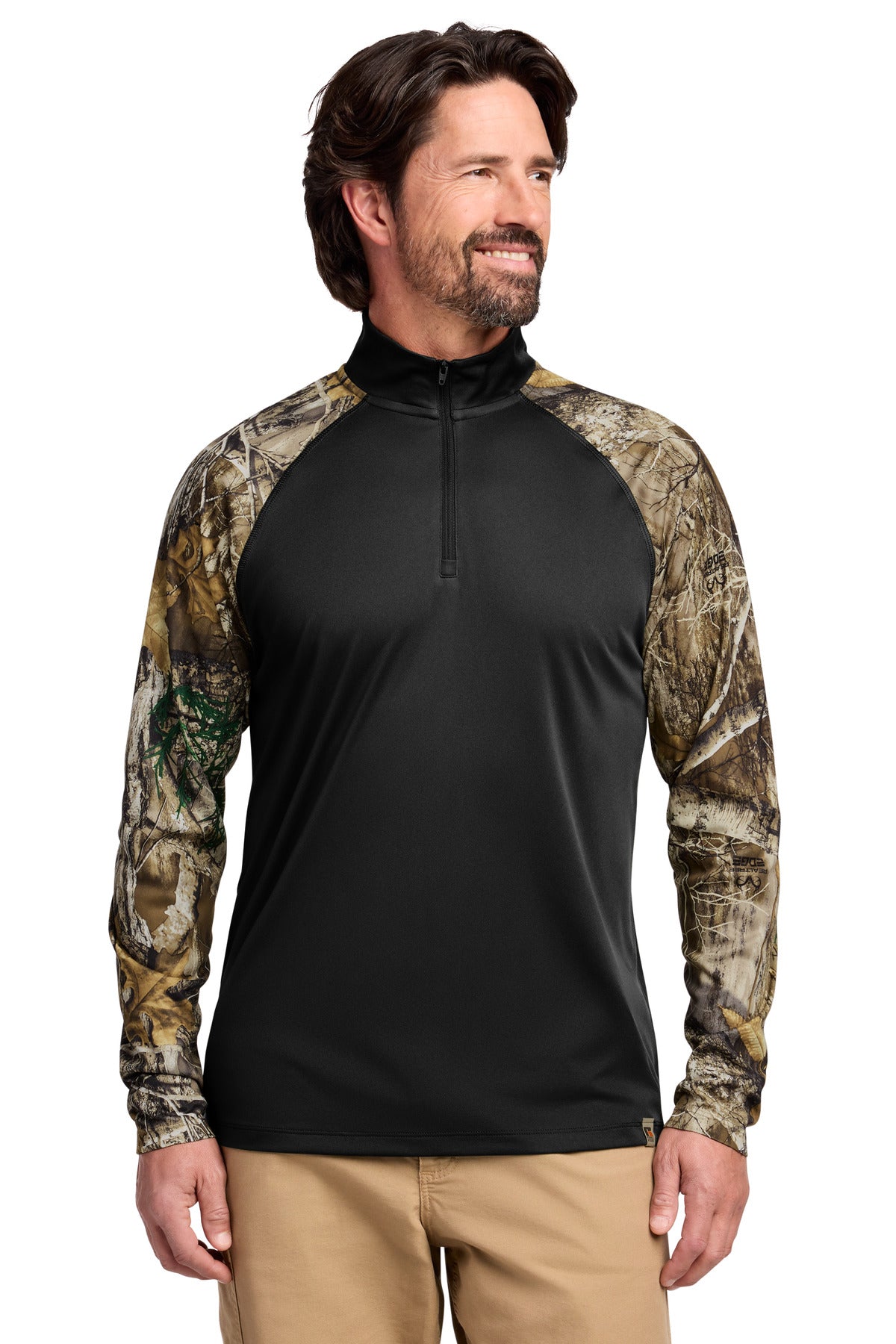 Russell Outdoors Realtree Colorblock Performance 1/4-Zip - Black/ Realtree Edge