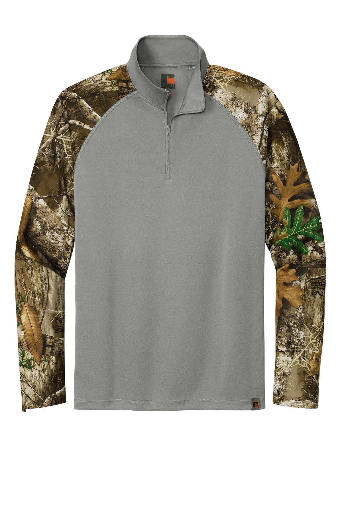 Russell Outdoors Realtree Colorblock Performance 1/4-Zip - Grey Concrete Heather/ Realtree Edge