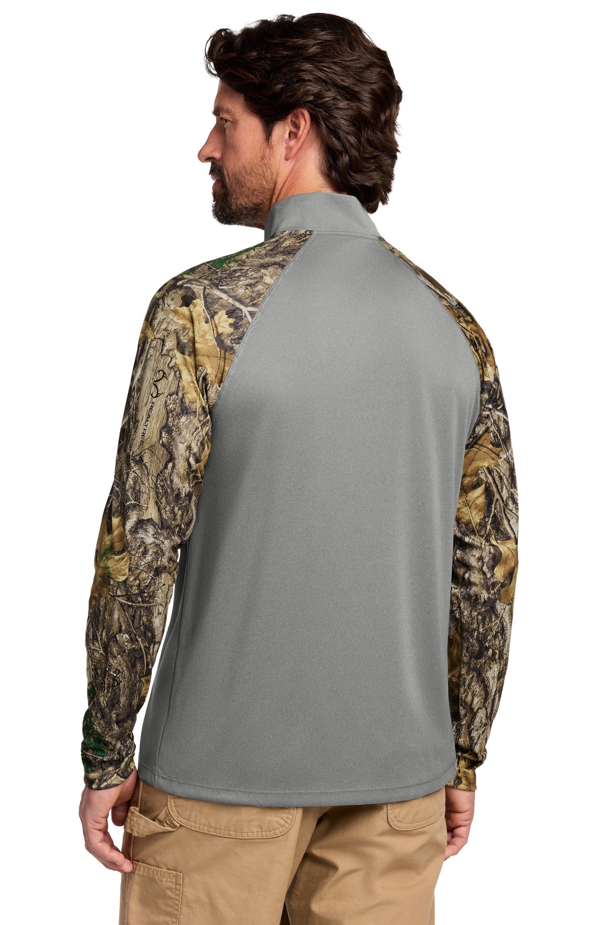 Russell Outdoors Realtree Colorblock Performance 1/4-Zip - Grey Concrete Heather/ Realtree Edge