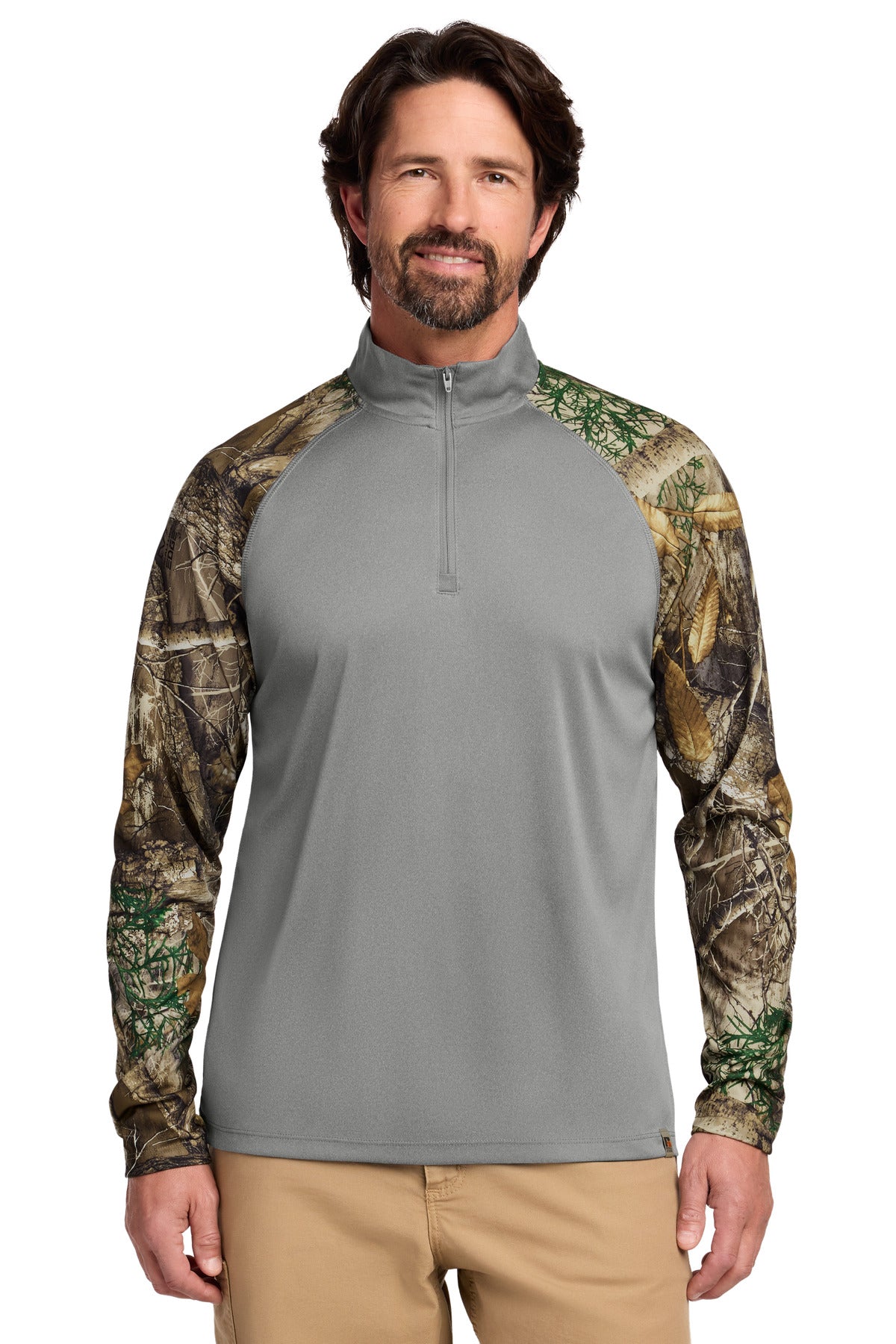 Russell Outdoors Realtree Colorblock Performance 1/4-Zip - Grey Concrete Heather/ Realtree Edge