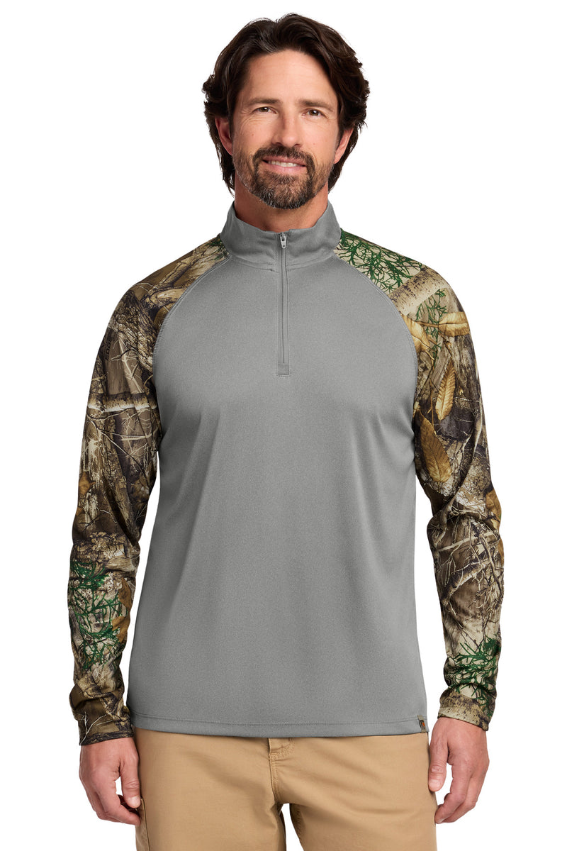 Russell Outdoors Realtree Colorblock Performance 1/4-Zip - Grey Concrete Heather/ Realtree Edge