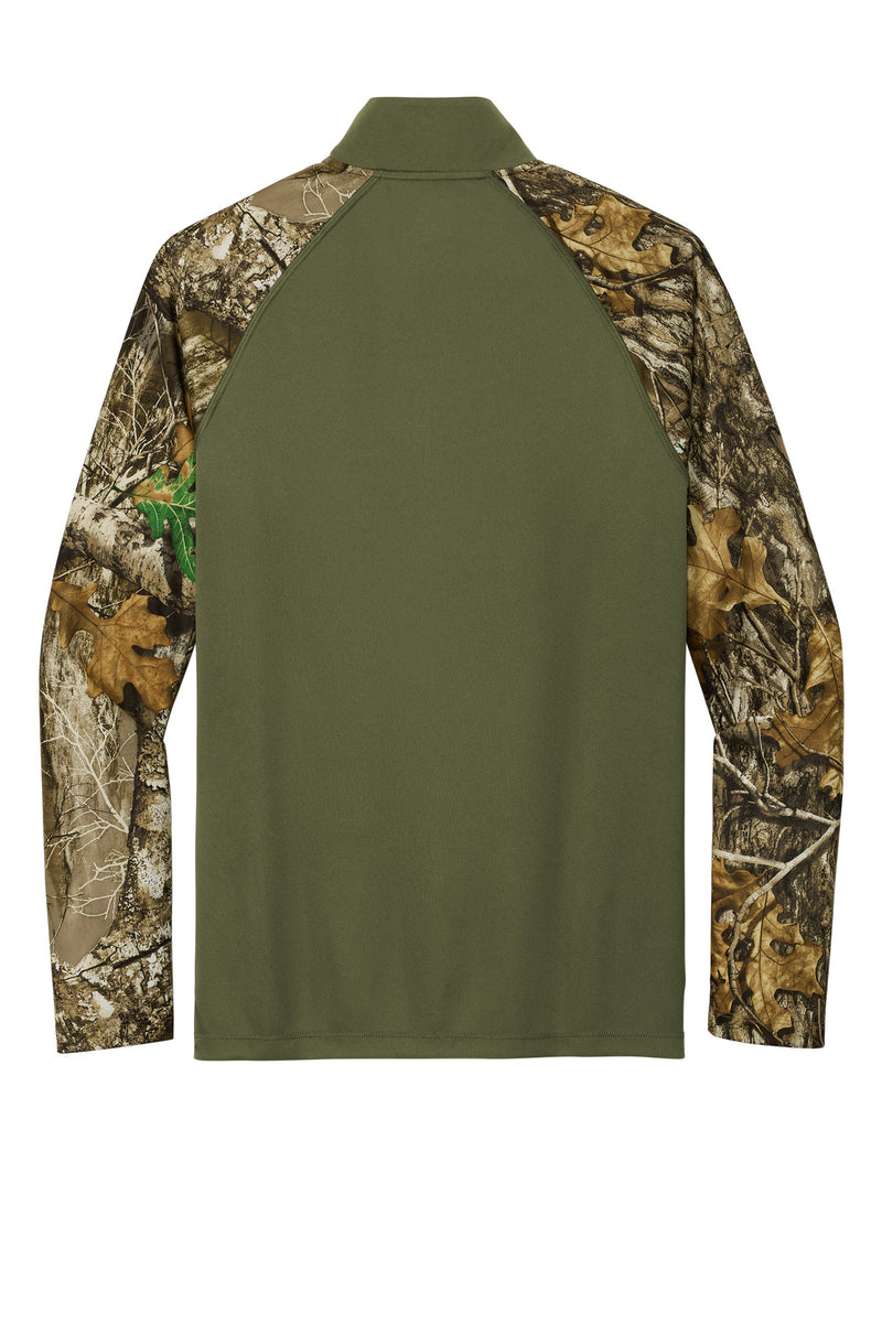 Russell Outdoors Realtree Colorblock Performance 1/4-Zip - Olive Drab Green/ Realtree Edge