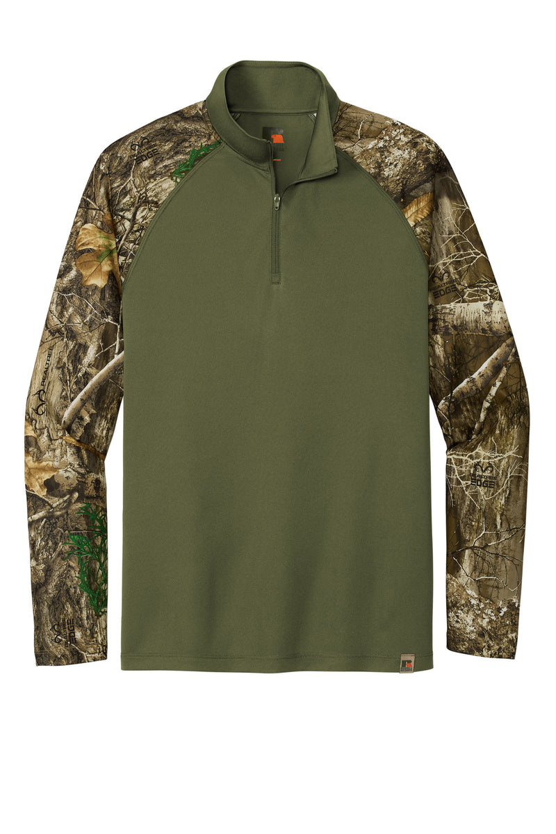 Russell Outdoors Realtree Colorblock Performance 1/4-Zip - Olive Drab Green/ Realtree Edge