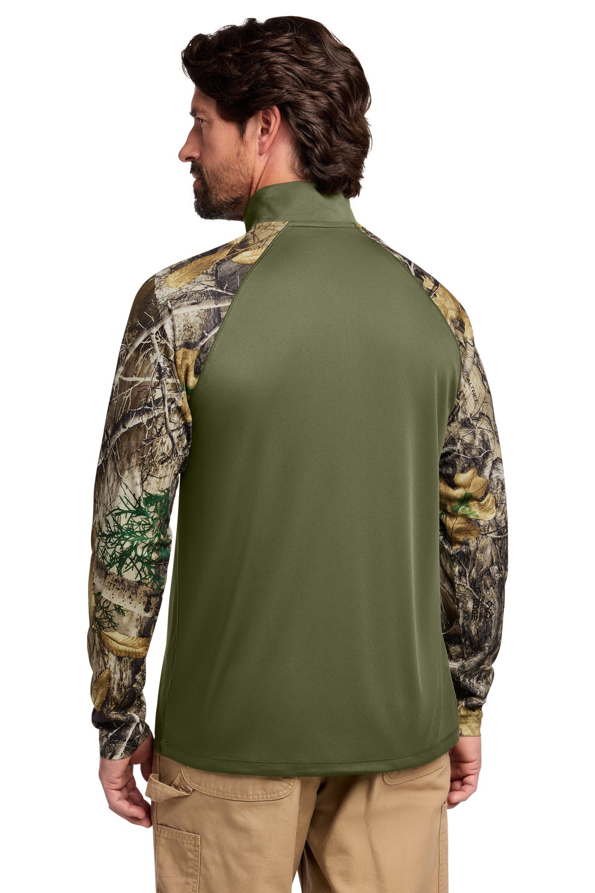 Russell Outdoors Realtree Colorblock Performance 1/4-Zip - Olive Drab Green/ Realtree Edge
