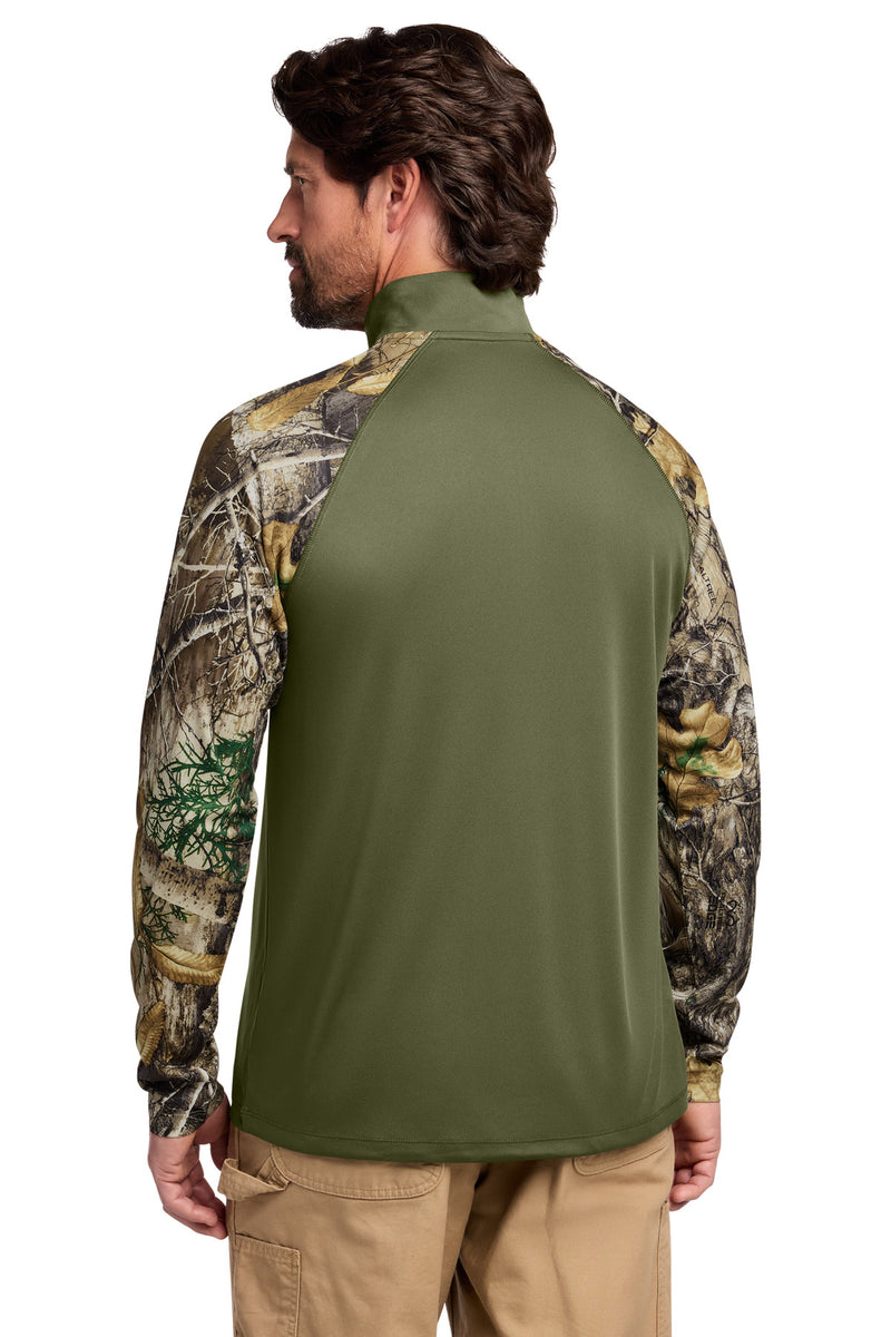 Russell Outdoors Realtree Colorblock Performance 1/4-Zip - Olive Drab Green/ Realtree Edge