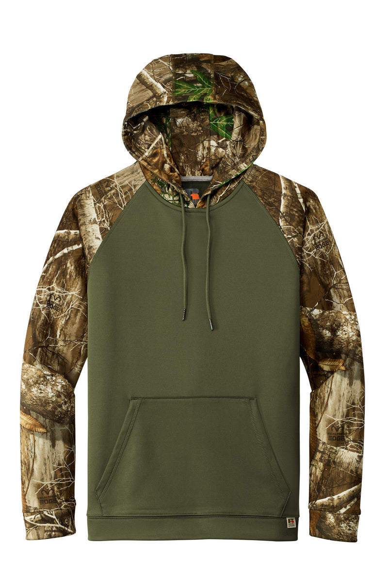 Russell Outdoors Realtree Performance Colorblock Pullover Hoodie - Olive Drab Green/ Realtree Edge