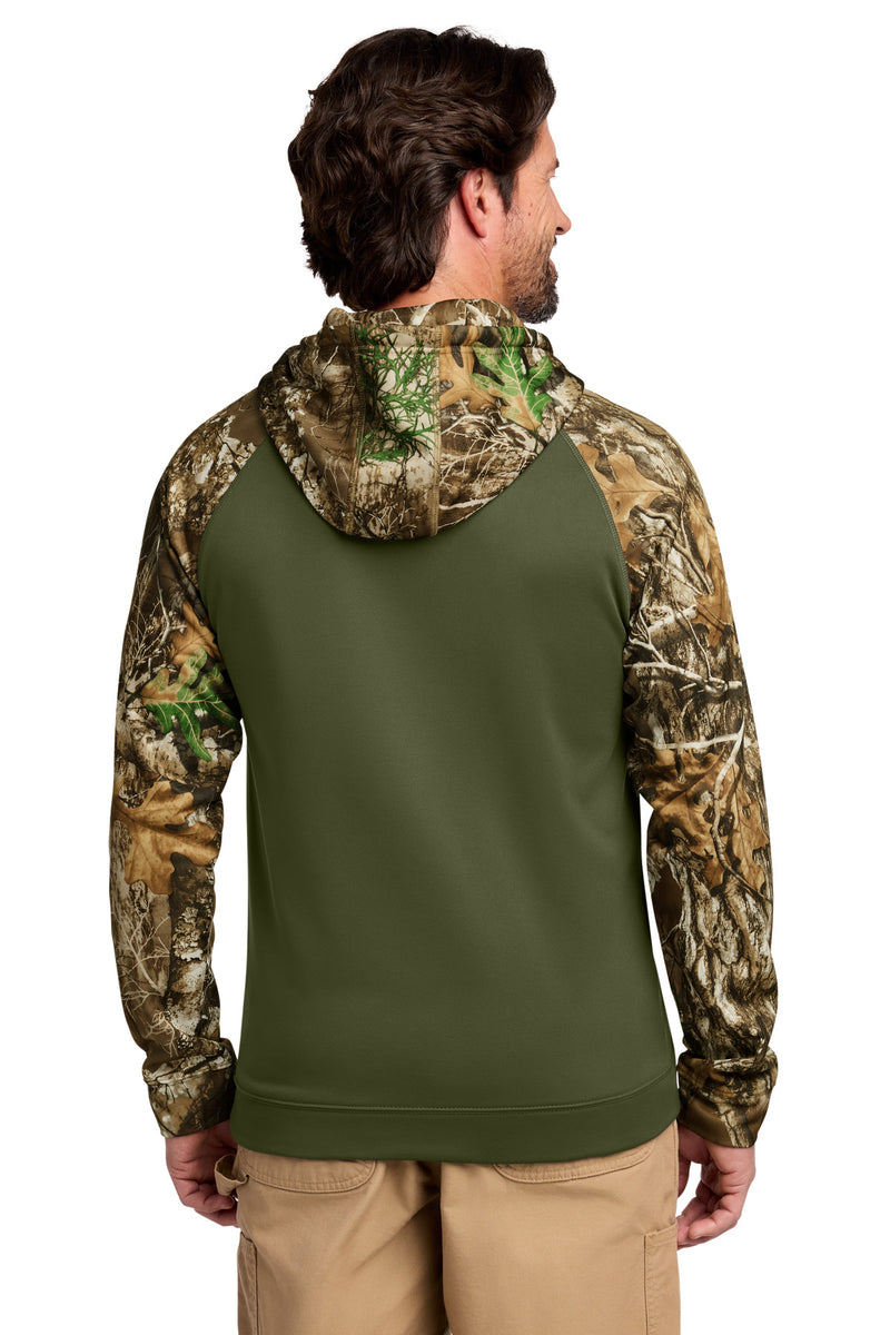 Russell Outdoors Realtree Performance Colorblock Pullover Hoodie - Olive Drab Green/ Realtree Edge