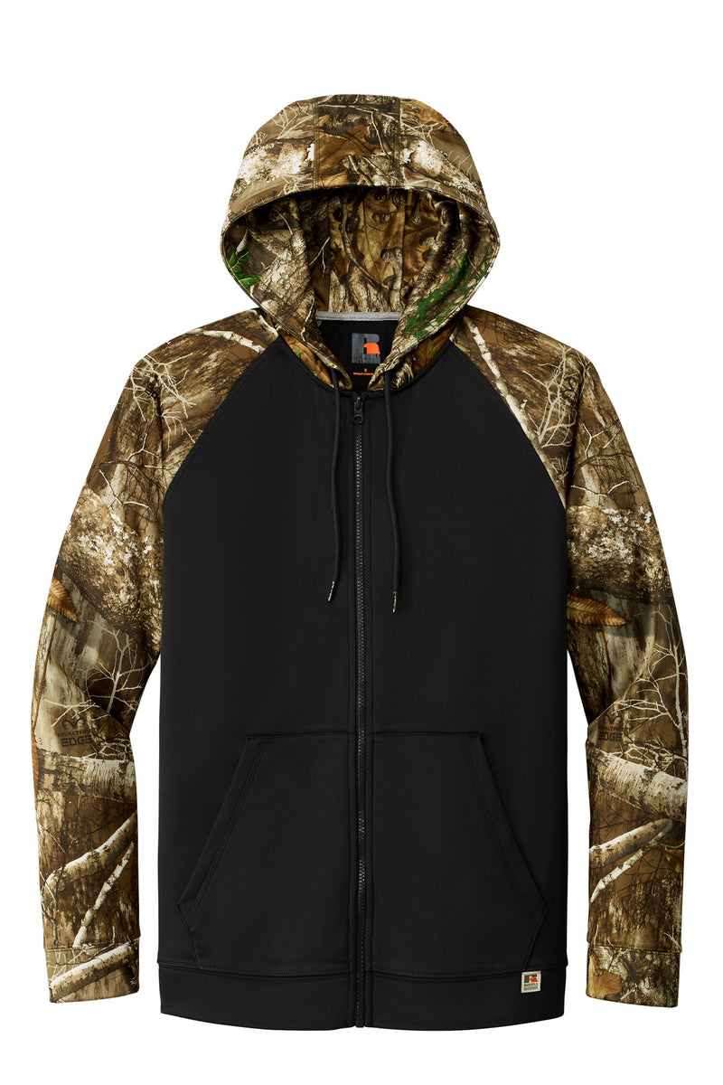 Russell Outdoors Realtree Performance Colorblock Full-Zip Hoodie - Black/ Realtree Edge