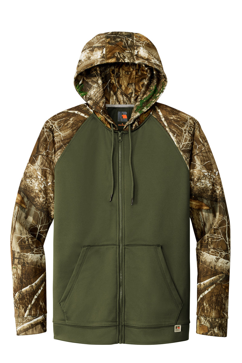 Russell Outdoors Realtree Performance Colorblock Full-Zip Hoodie - Olive Drab Green/ Realtree Edge