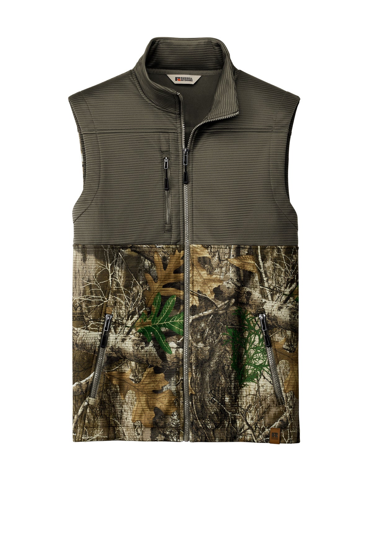 Russell Outdoors Realtree Atlas Colorblock Soft Shell Vest - Cargo Brown/ Realtree Edge