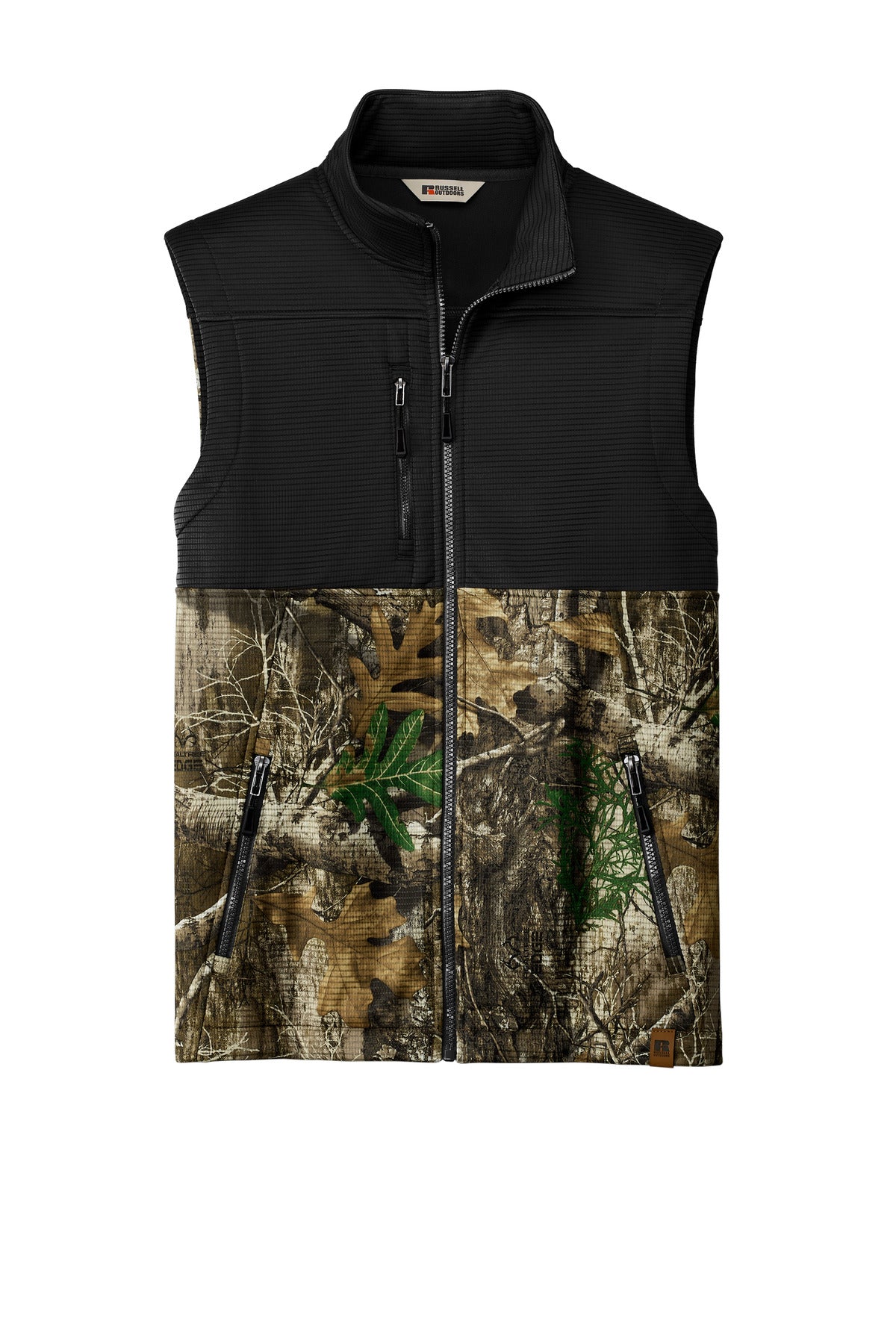 Russell Outdoors Realtree Atlas Colorblock Soft Shell Vest - Deep Black/ Realtree Edge