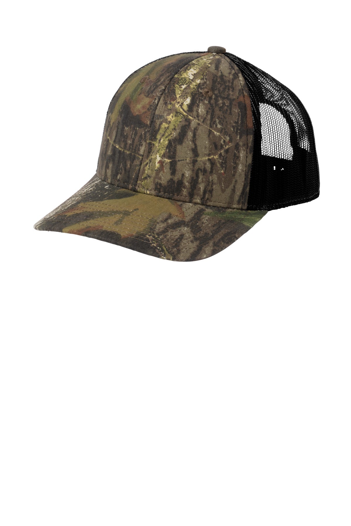 Russell Outdoors Camo Snapback Trucker Cap - Mossy Oak New Break Up/ Deep Black