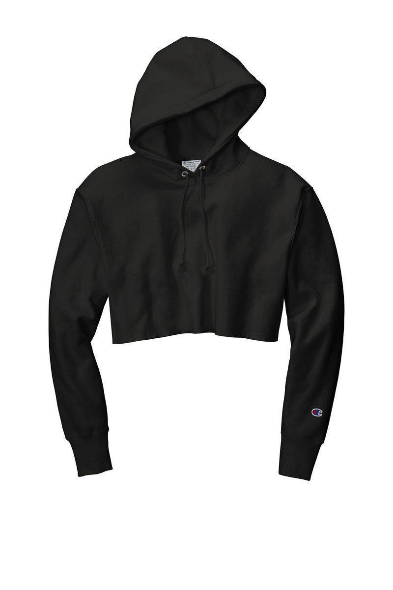 Champion   Women's Reverse Weave   Cropped Cut-Off Hooded Sweatshirt - Black