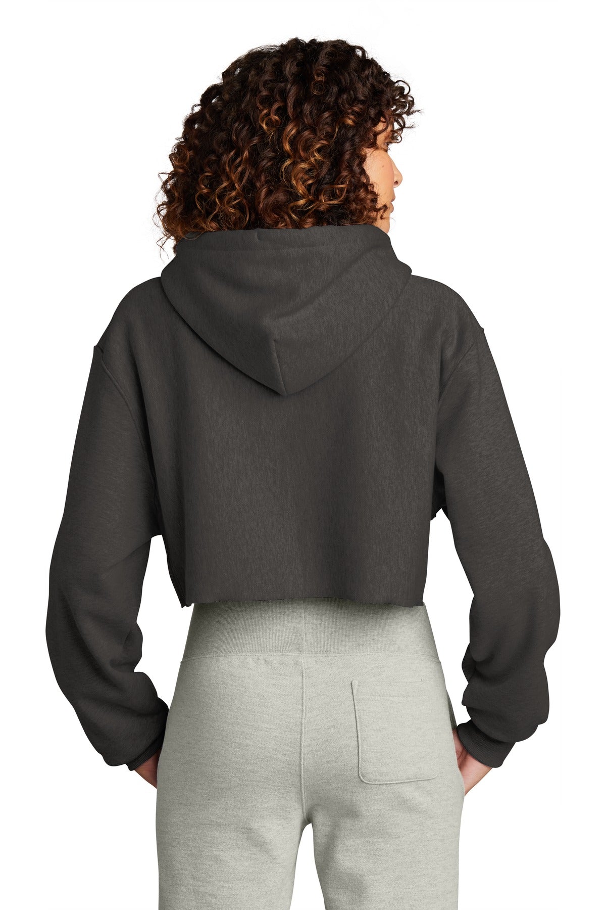 Champion   Women's Reverse Weave   Cropped Cut-Off Hooded Sweatshirt - Charcoal Heather