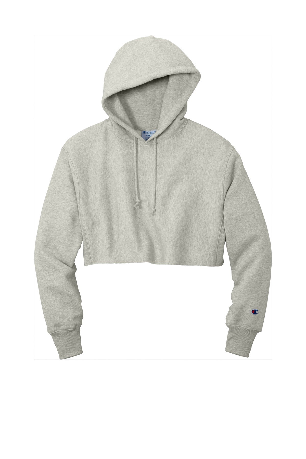 Champion   Women's Reverse Weave   Cropped Cut-Off Hooded Sweatshirt - Oxford Grey