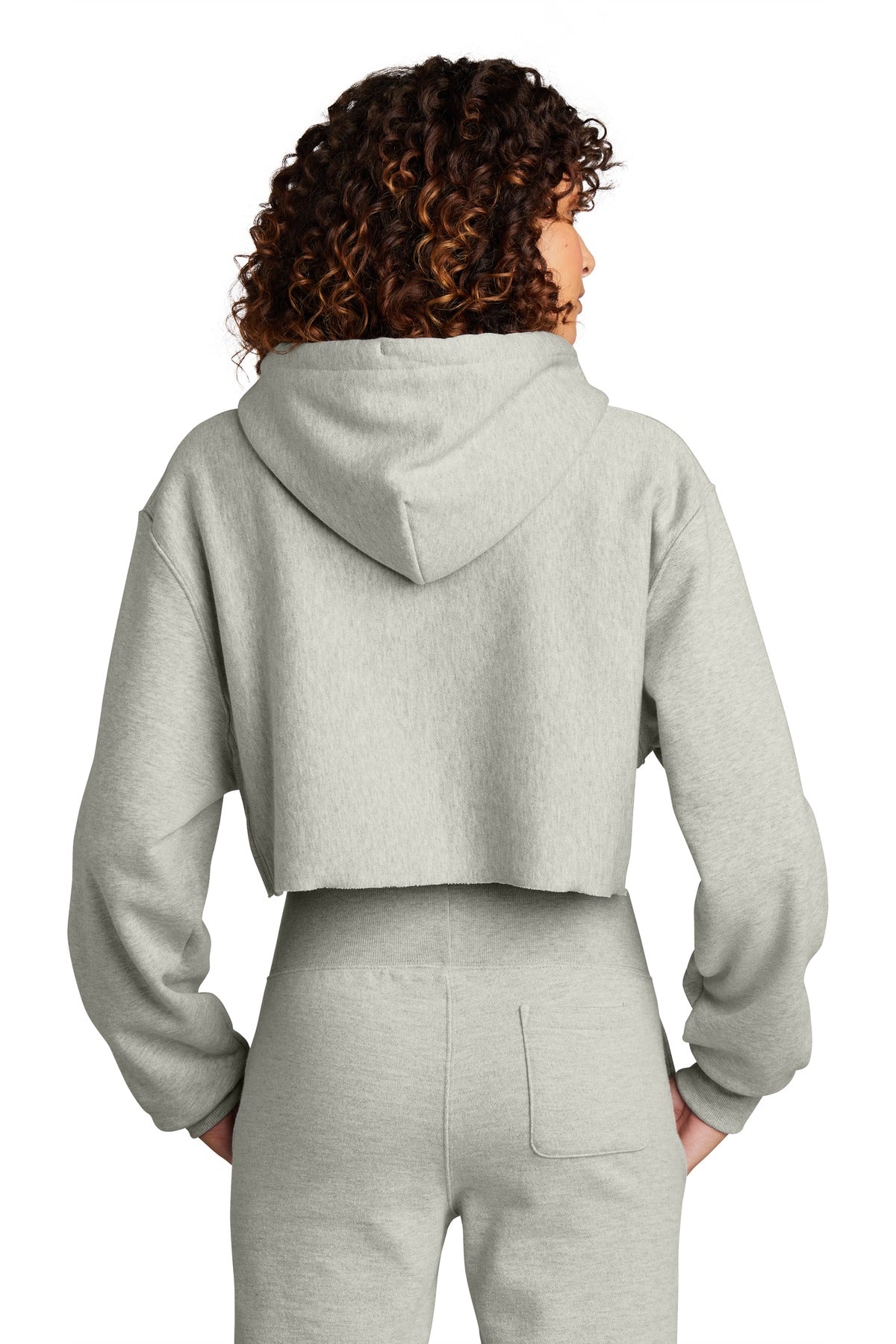 Champion   Women's Reverse Weave   Cropped Cut-Off Hooded Sweatshirt - Oxford Grey