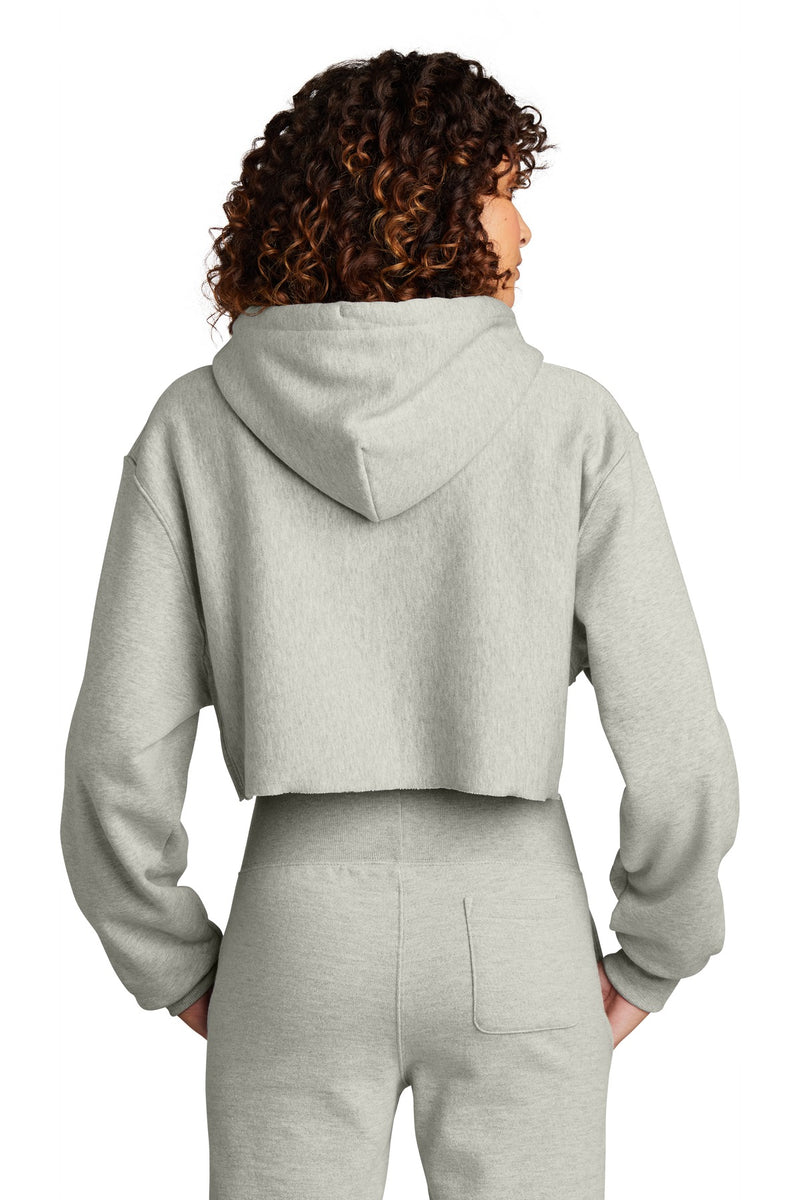 Champion   Women's Reverse Weave   Cropped Cut-Off Hooded Sweatshirt - Oxford Grey