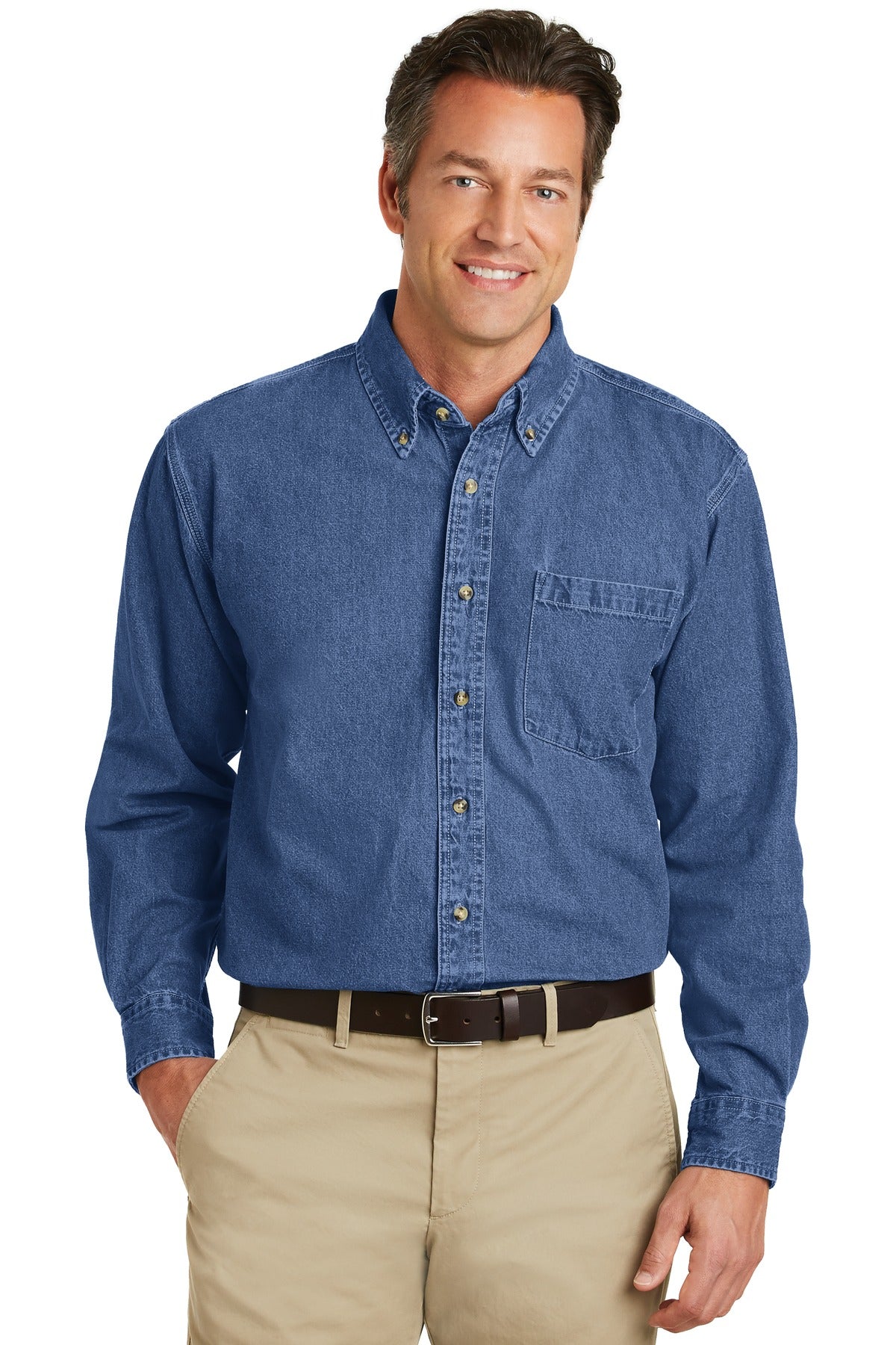Port Authority Heavyweight Denim Shirt - Dark Blue Stonewashed