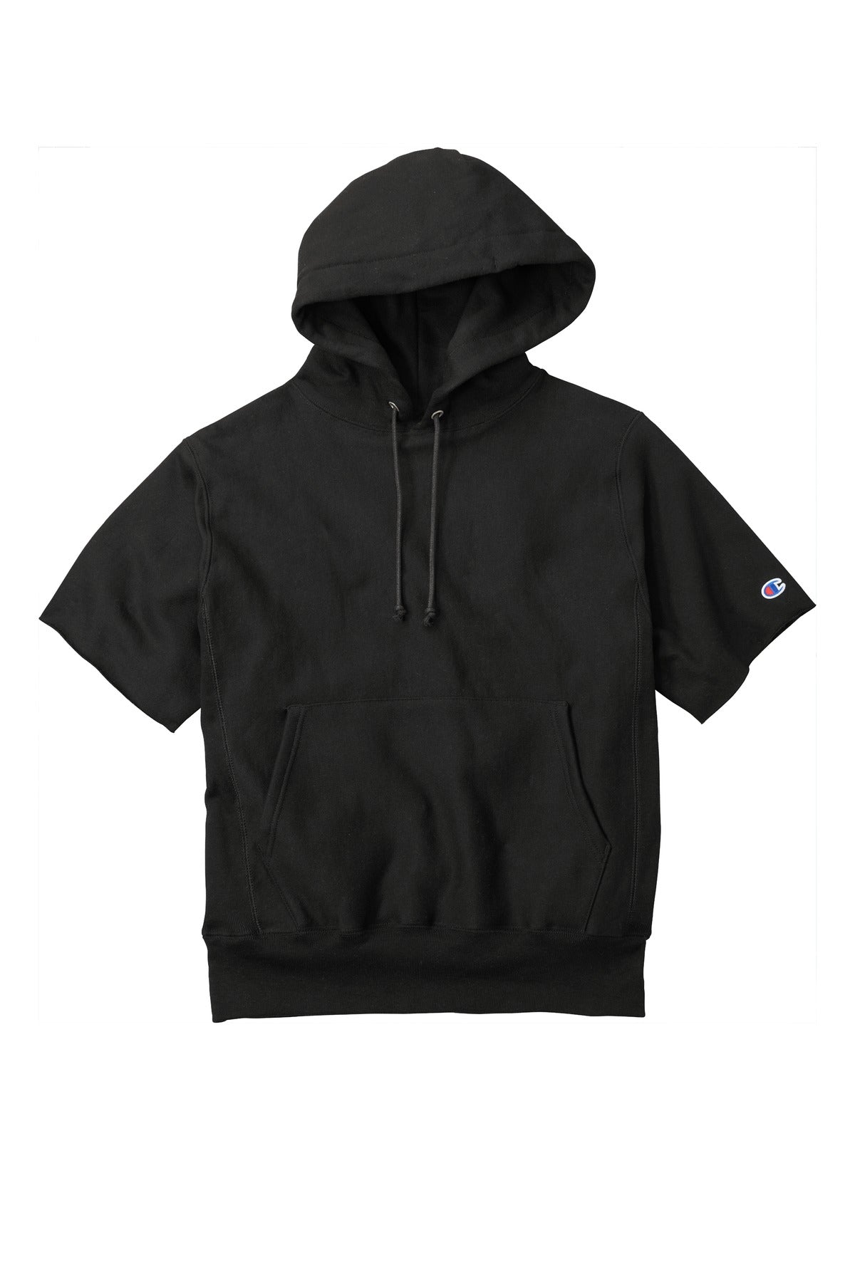 Champion   Reverse Weave   Short Sleeve Hooded Sweatshirt - Black