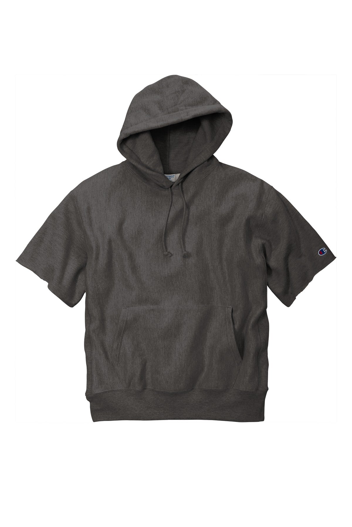 Champion   Reverse Weave   Short Sleeve Hooded Sweatshirt - Charcoal Heather