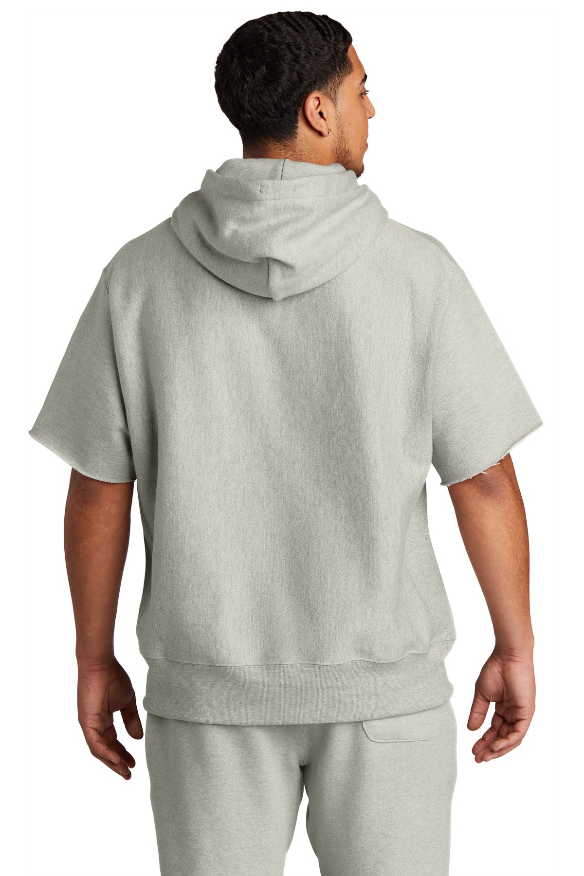 Champion   Reverse Weave   Short Sleeve Hooded Sweatshirt - Oxford Grey