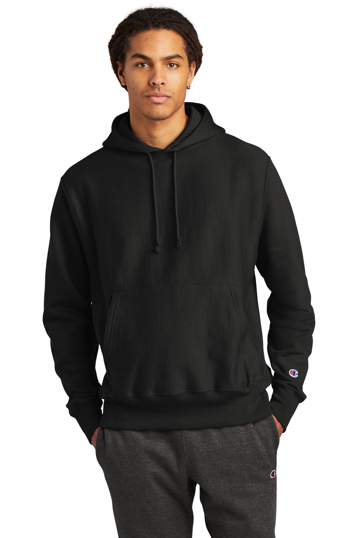 Champion   Reverse Weave   Hooded Sweatshirt - Black