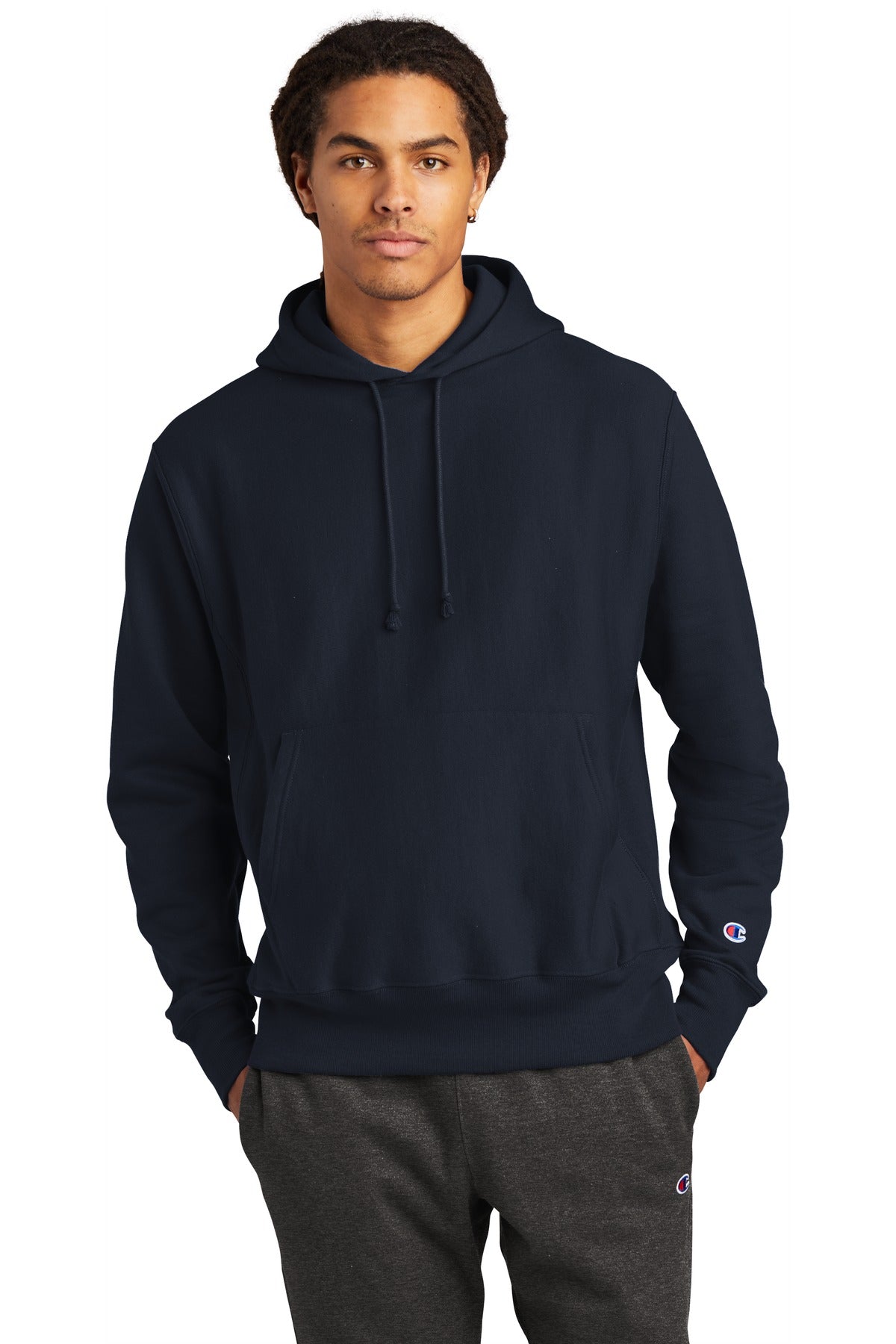 Champion   Reverse Weave   Hooded Sweatshirt - Navy