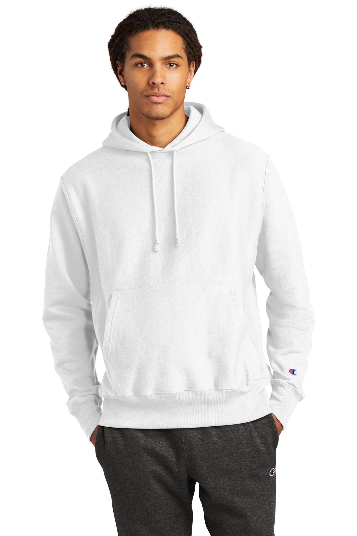 Champion   Reverse Weave   Hooded Sweatshirt - White