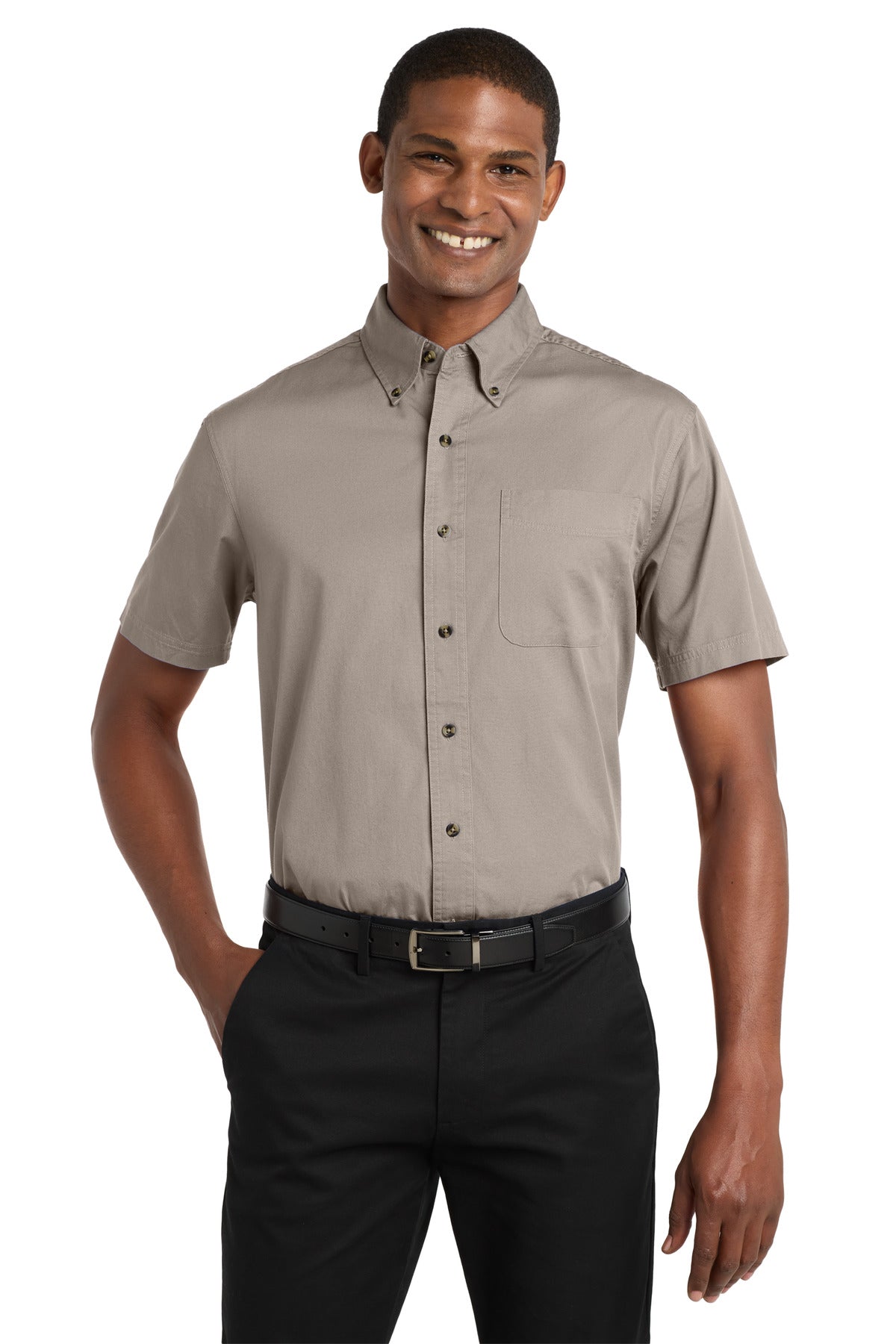 Port Authority Short Sleeve Twill Shirt - Stone