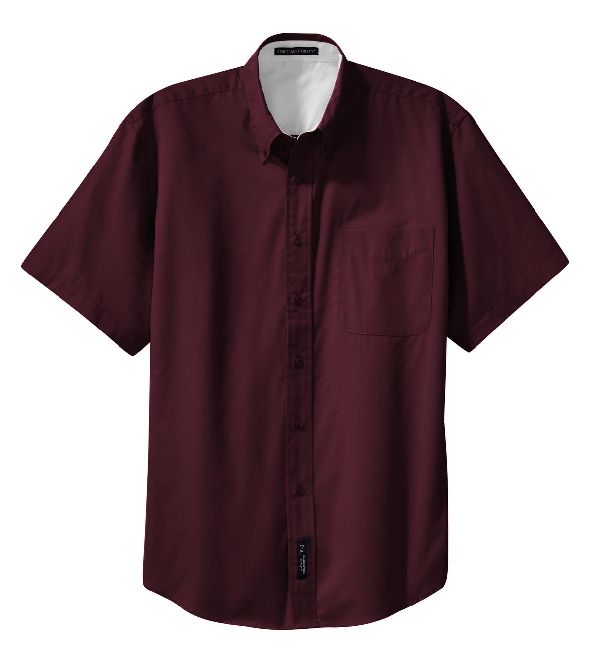 Port Authority Tall Short Sleeve Easy Care Shirt - Burgundy/ Light Stone