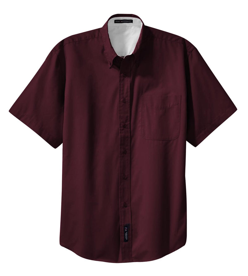 Port Authority Tall Short Sleeve Easy Care Shirt - Burgundy/ Light Stone
