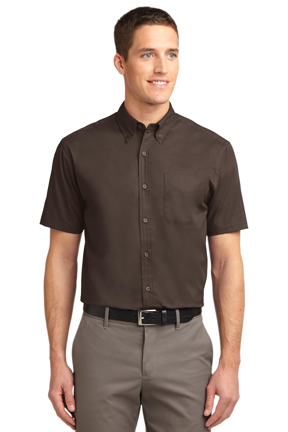 Port Authority Short Sleeve Easy Care Shirt - Coffee Bean/ Light Stone