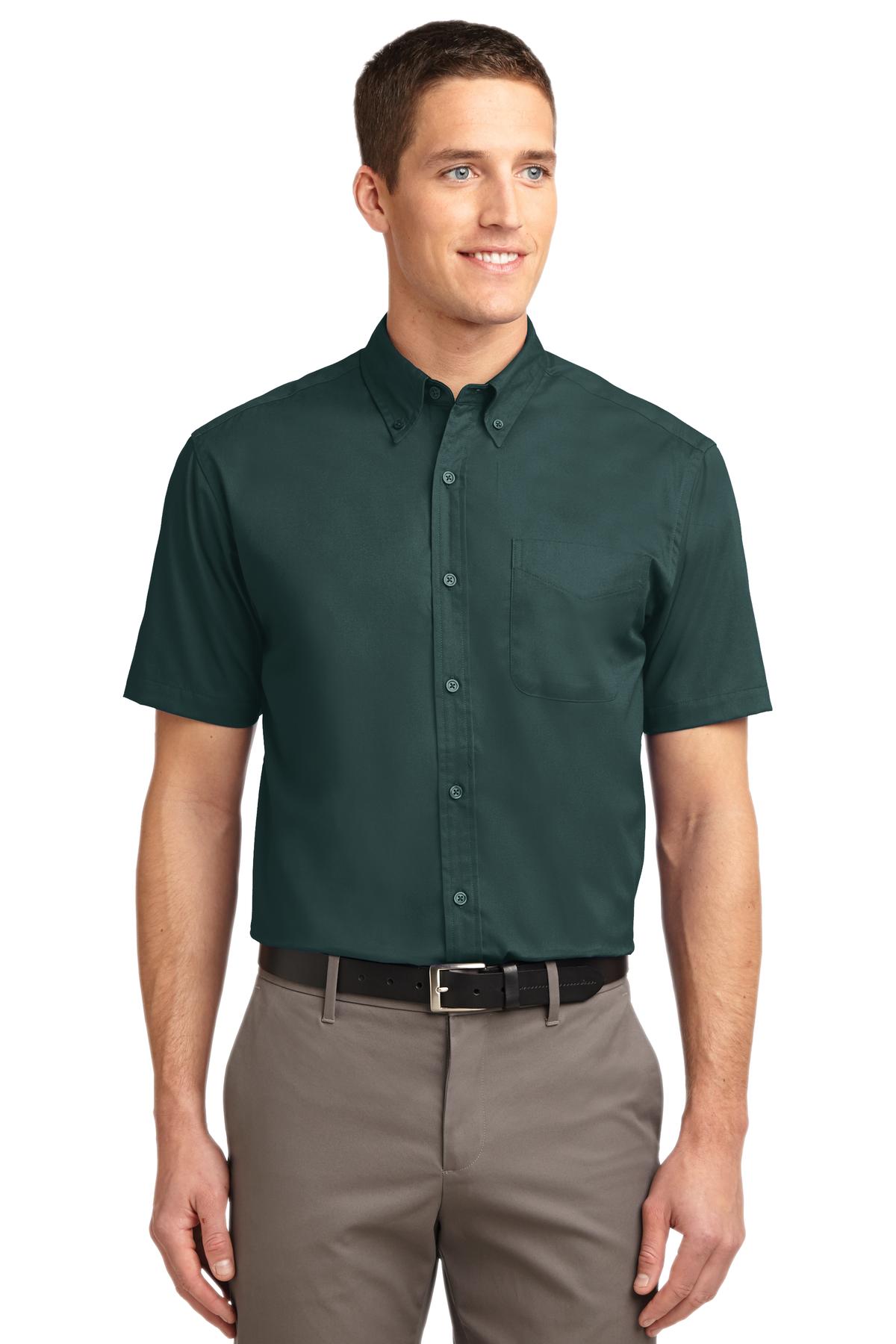 Port Authority Short Sleeve Easy Care Shirt - Dark Green/ Navy