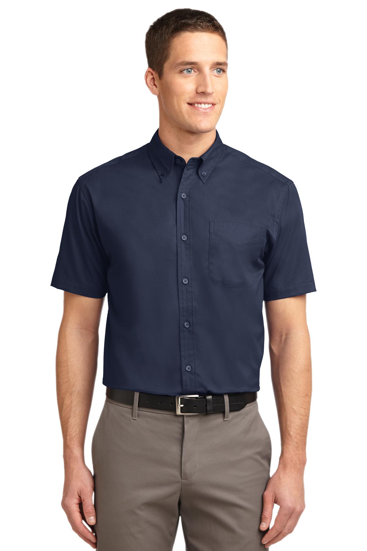 Port Authority Short Sleeve Easy Care Shirt - Navy/ Light Stone
