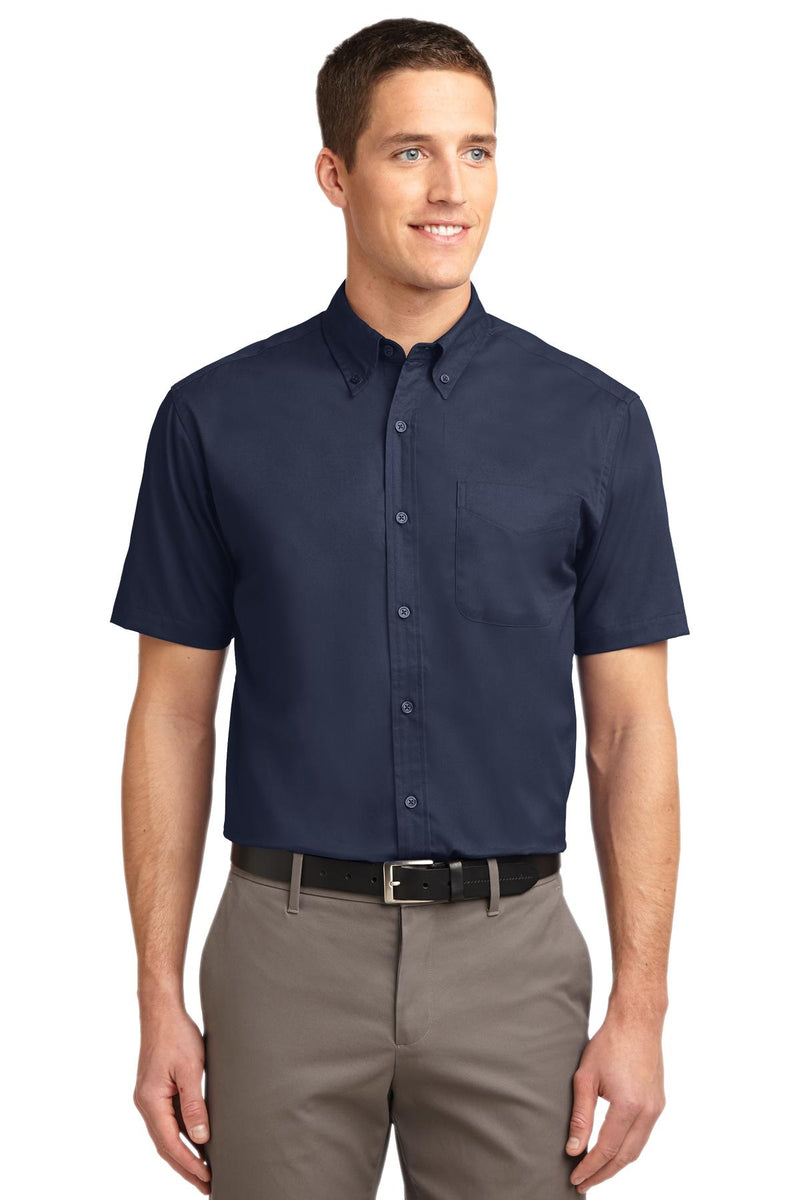 Port Authority Short Sleeve Easy Care Shirt - Navy/ Light Stone
