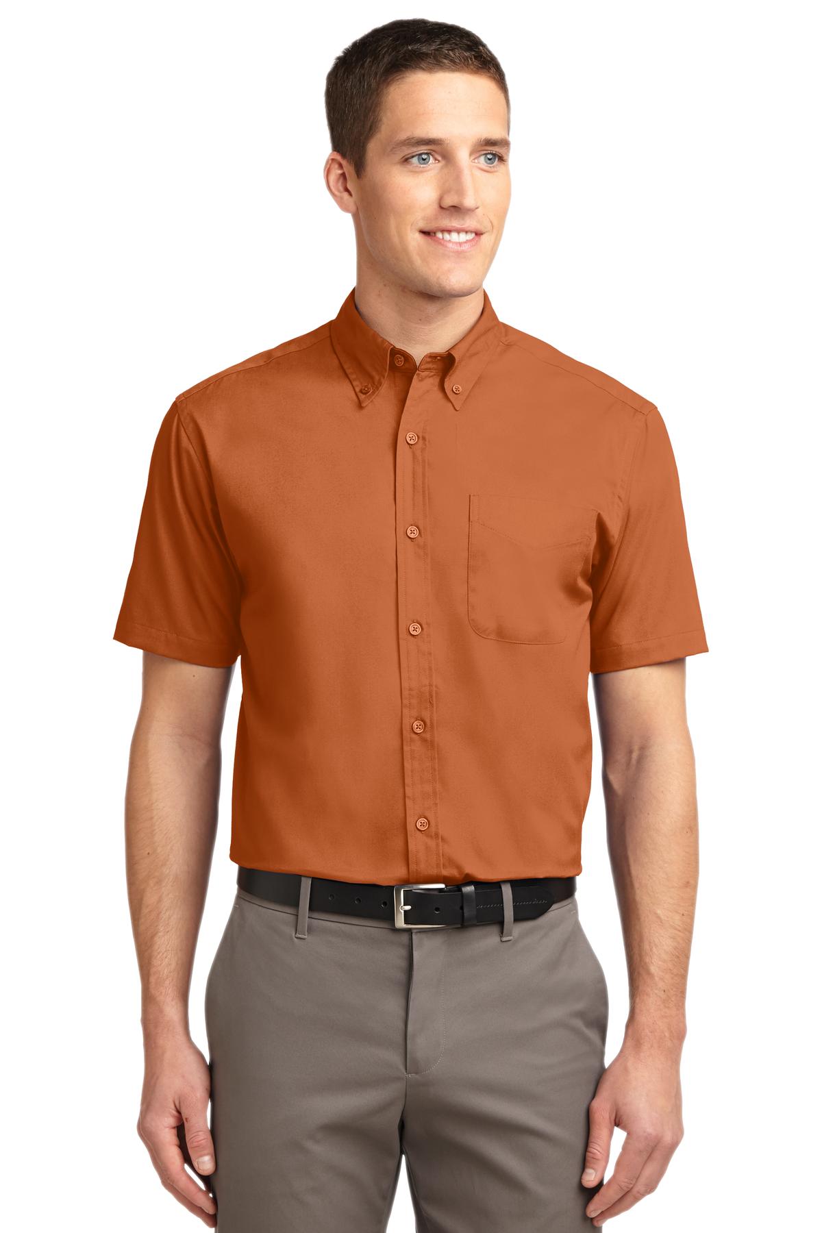 Port Authority Short Sleeve Easy Care Shirt - Texas Orange/ Light Stone