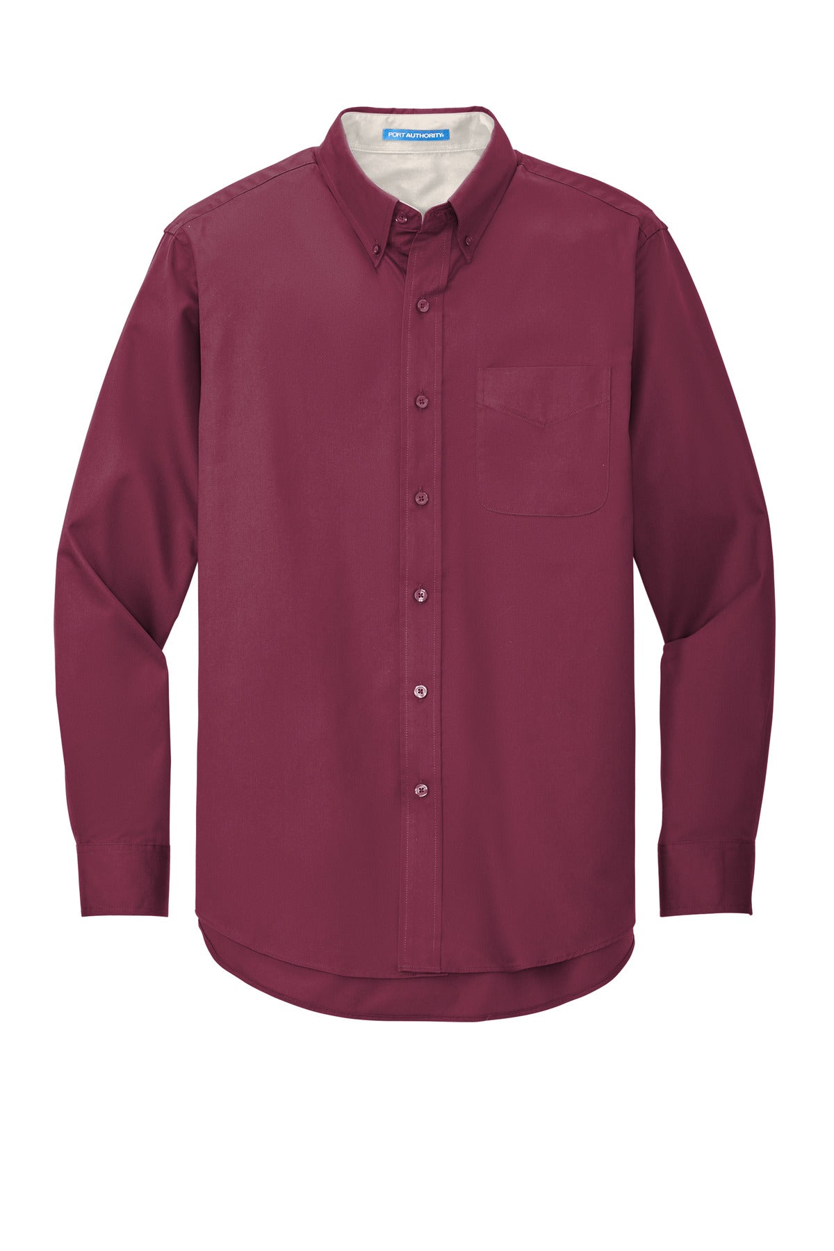 Port Authority Extended Size Long Sleeve Easy Care Shirt - Burgundy/ Light Stone
