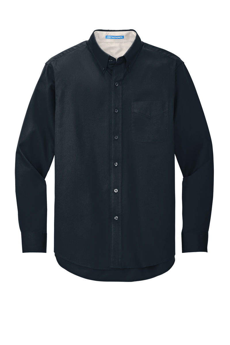 Port Authority Extended Size Long Sleeve Easy Care Shirt - Classic Navy/ Light Stone