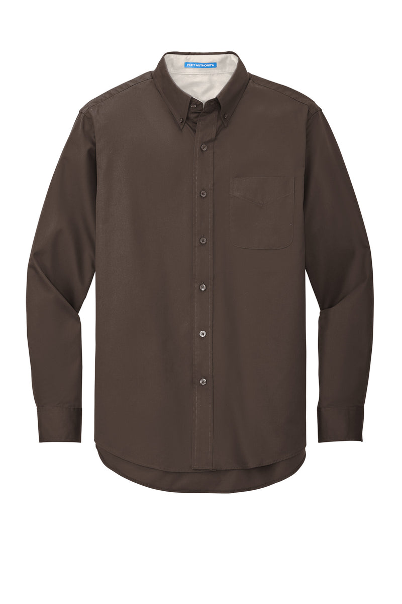 Port Authority Extended Size Long Sleeve Easy Care Shirt - Coffee Bean/ Light Stone