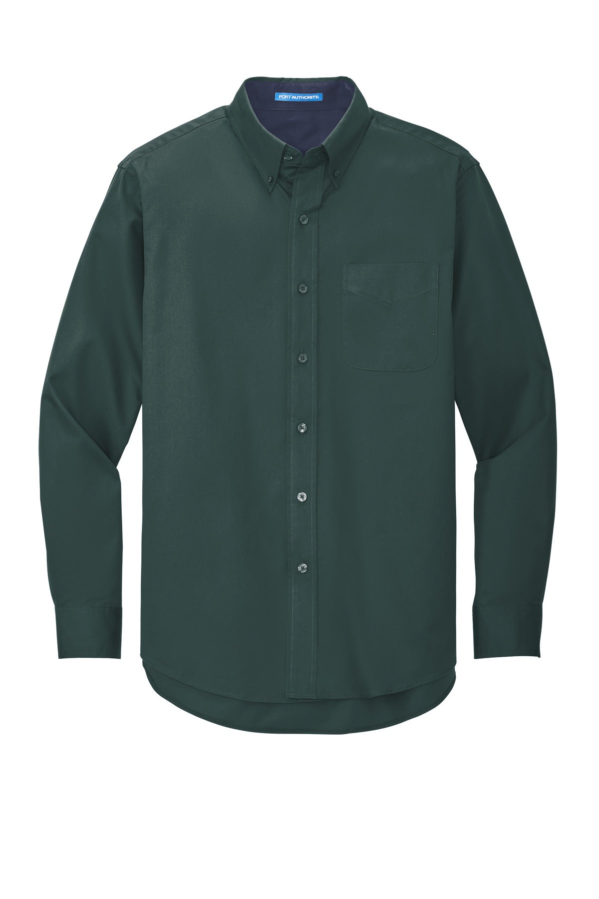 Port Authority Extended Size Long Sleeve Easy Care Shirt - Dark Green/ Navy