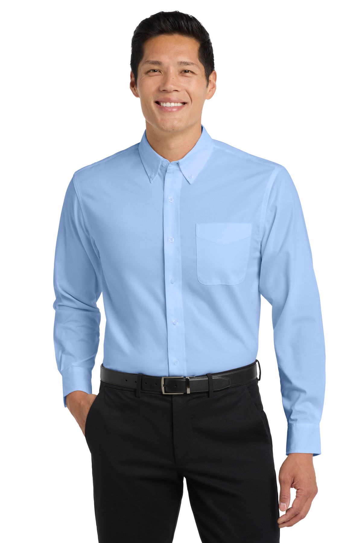 Port Authority Extended Size Long Sleeve Easy Care Shirt - Light Blue/ Light Stone